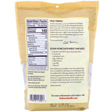 Bob's Red Mill, Organic Buckwheat Flour, Whole Grain, 22 oz (624 g) - Image 2