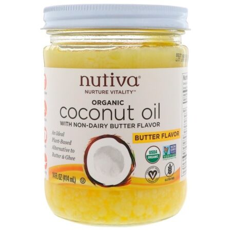 Nutiva, Óleo de coco orgânico, sabor de manteiga, 414 ml (14 fl oz)