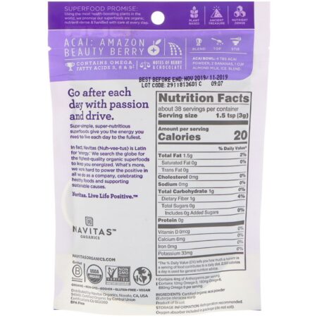 Navitas Organics, Organics Acai Powder, 4 oz (113 g) - Image 2