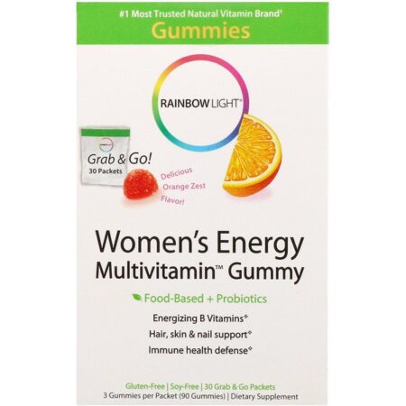 Rainbow Light, Goma Multivitamínica Energética para Mulheres, Delicioso Sabor de Casca de Laranja, 30 Sachês