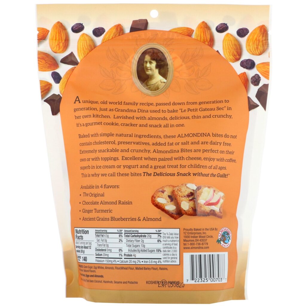 Almondina, Almond Bites, Chocolate Almond Raisin, 5 oz (142 g) - Imagem 2