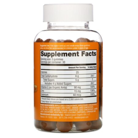 Wedderspoon, Manuka Honey, Immunity Gummies, Citrus, 90 Gummies - Imagem 2