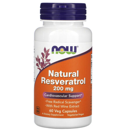 Now Foods, Resveratrol Natural, 200 mg, 60 Cápsulas Vegetais