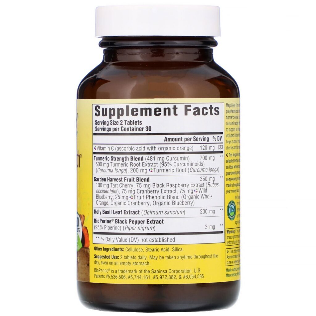 MegaFood, Turmeric Strength Whole Body, 60 Comprimidos - Imagem 2
