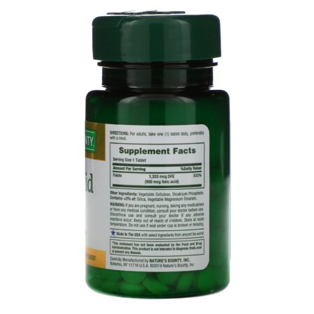 Nature's Bounty, Folic Acid, 800 mcg, 250 Tablets - Image 2