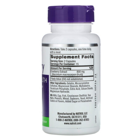 Natrol, Oxicoco, 800 mg, 30 Cápsulas - Imagem 2