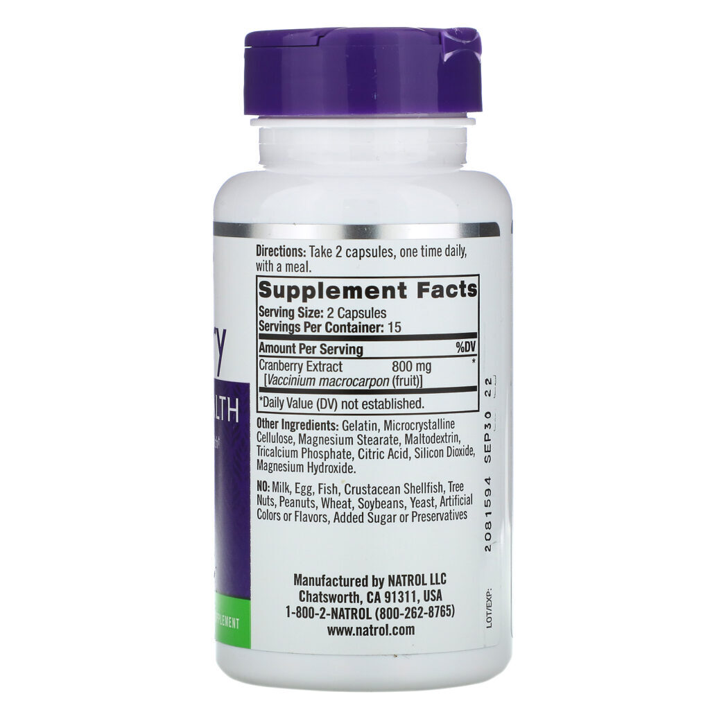 Natrol, Oxicoco, 800 mg, 30 Cápsulas - Imagem 2