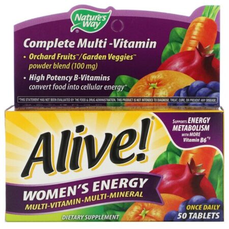 Nature's Way, Alive! Energia para Mulheres, Multivitamínico Multiminerais, 50 Comprimidos