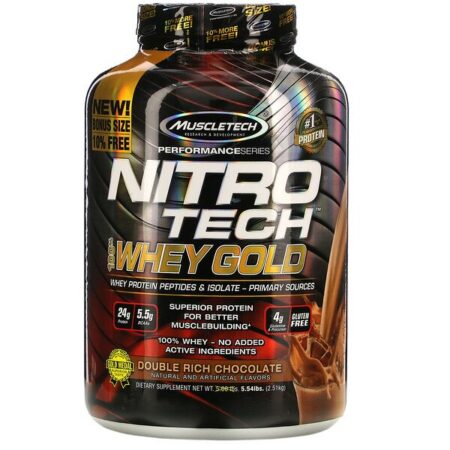 Muscletech, Nitro Tech, 100% Whey Gold, Proteína Whey em Pó, Chocolate Extra Forte, 2,51 kg (5,54 lb)