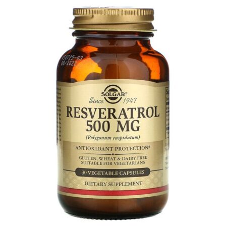 Solgar, Resveratrol, 500 mg, 30 Cápsulas Vegetais