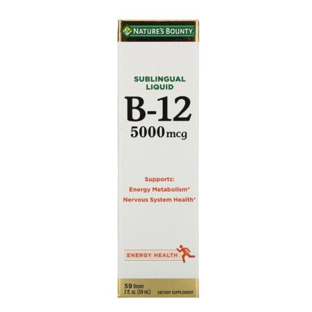 Nature's Bounty, Líquido Sublingual, B12, 5.000 mcg, frasco 59 ml