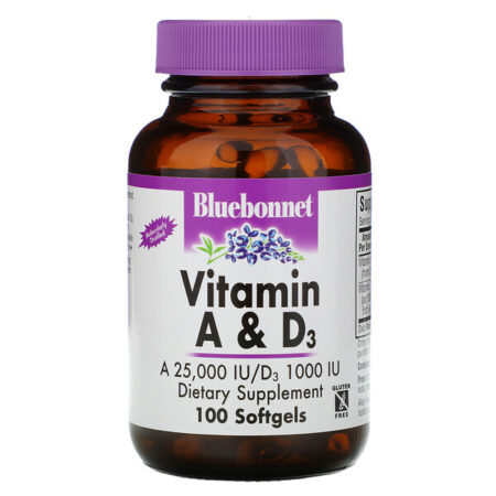 Bluebonnet Nutrition, Vitaminas A e D3, 100 Cápsulas Gelatinosas