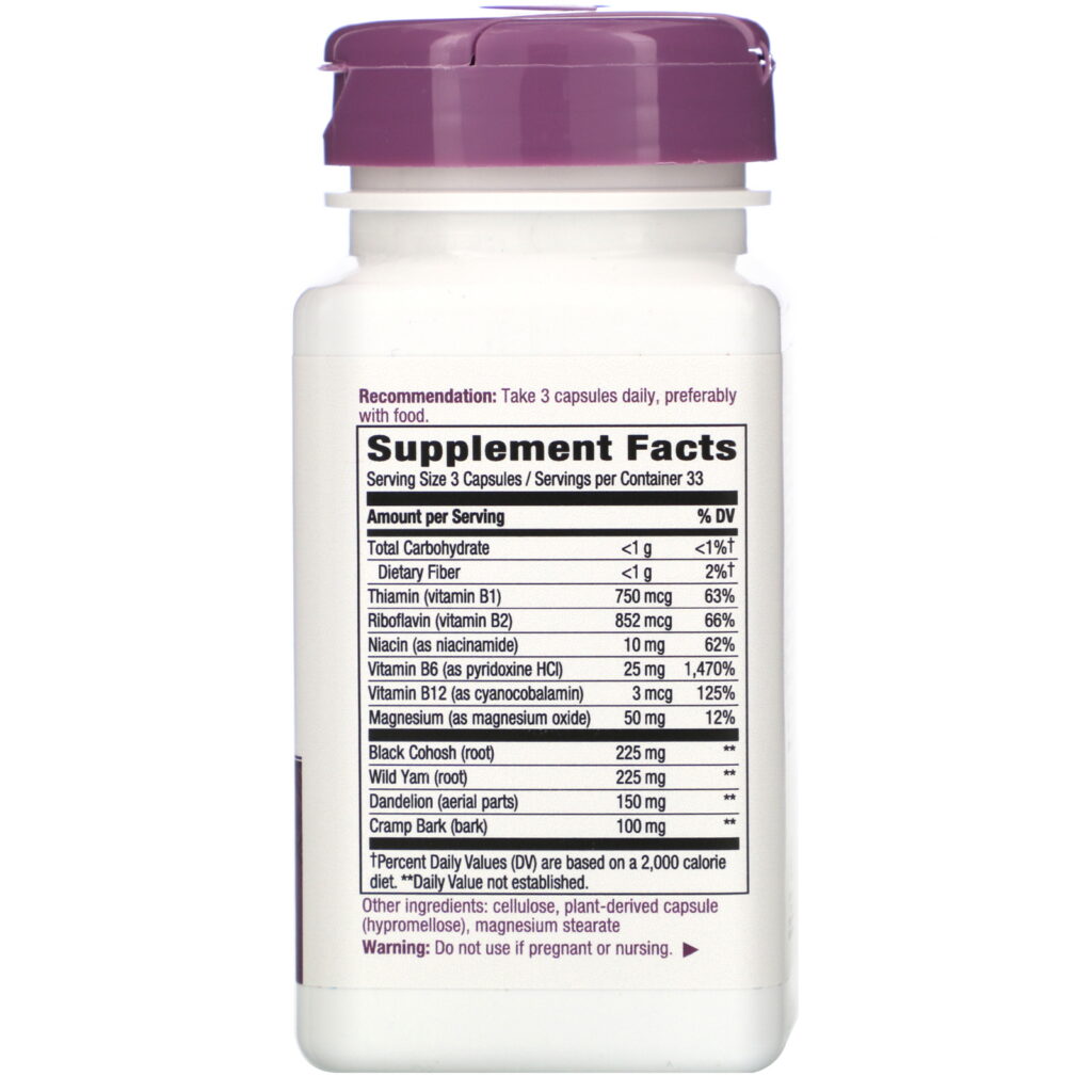 Nature's Way, PMS with B6 & Other B-Vitamins, 100 Vegan Capsules - Imagem 2