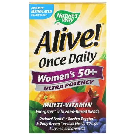 Nature's Way, Alive! Once Daily, 50+ Multivitaminas para mulheres, 60 Comprimidos