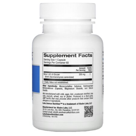 Lake Avenue Nutrition, Betaglucano 1-3, 1-6, 200 mg, 60 Cápsulas Vegetais - Image 2