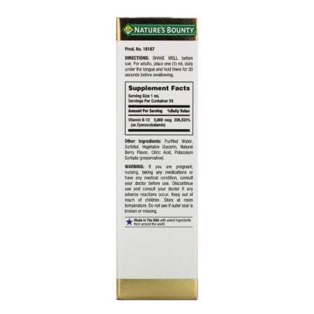 Nature's Bounty, Líquido Sublingual, B12, 5.000 mcg, frasco 59 ml - Image 2