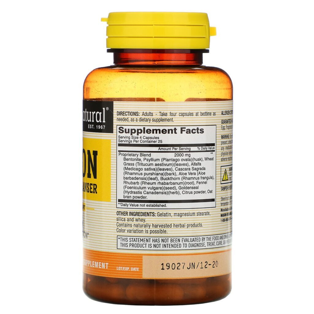Mason Natural, Limpador Herbal do Cólon, 100 Cápsulas - Imagem 2