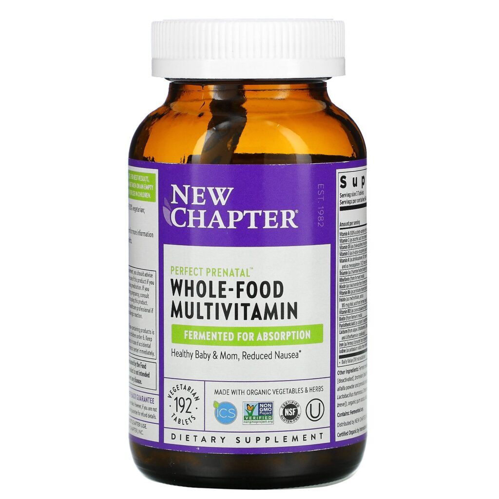 New Chapter, Perfect Prenatal, Whole Food Multivitamin, 192 Vegetarian Tablets - Imagem 4