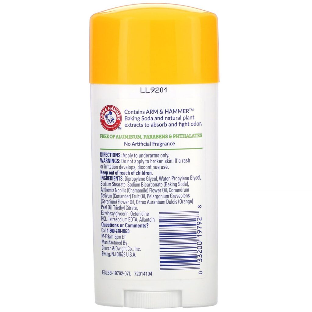 Arm & Hammer, Essentials with Natural Citrus Deodorizers, Deodorant, Unscented, 2.5 oz (71 g) - Imagem 2