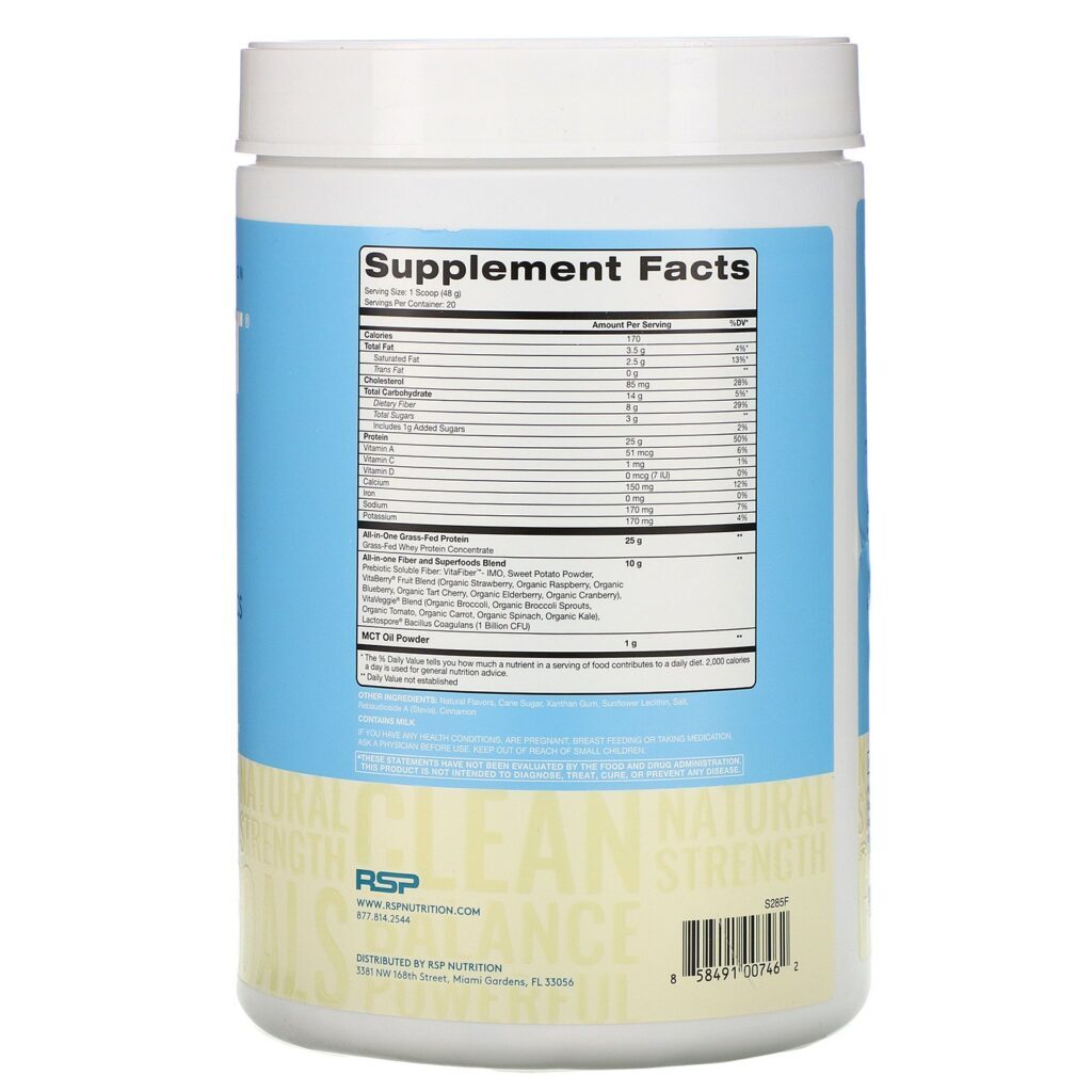 RSP Nutrition, TrueFit, Grass-Fed Whey Protein, Vanilla, 2 lbs (940 g) - Imagem 2