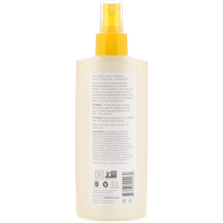 Andalou Naturals, Spray para cabelo, Brilho luminoso, Girassol e Citrus, Fixação Média, 8.2 fl oz (242 ml) - Image 2