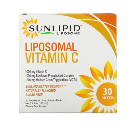 SunLipid, Vitamina C Lipossomal, Sabor Natural, 30 Envelopes, 5,0 ml (0,17 oz) Cada