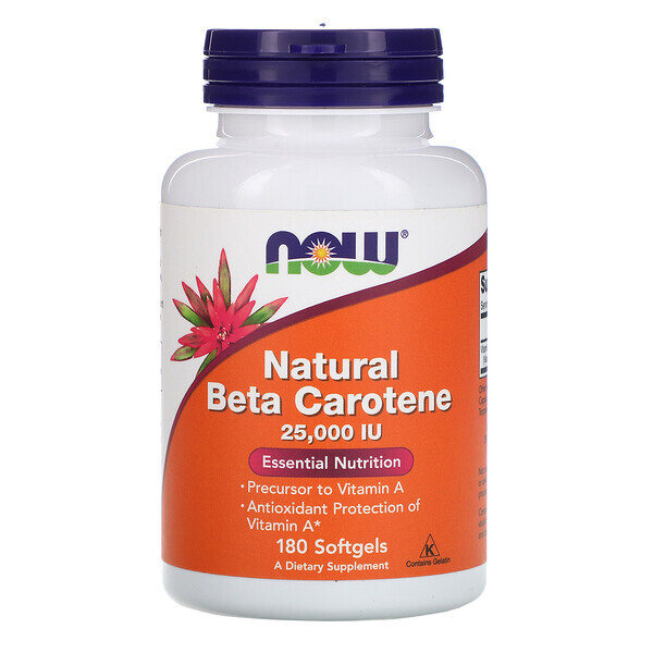 Now Foods, Betacaroteno Natural, 25000 UI, 180 Cápsula gelatinosas