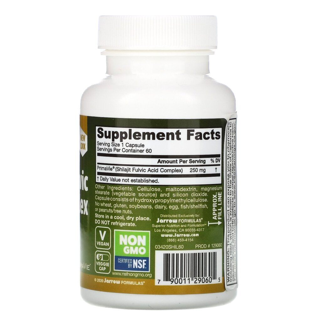 Jarrow Formulas, Complexo de Ácido Fúlvico Shilajit, 250 mg, 60 Cápsulas Vegetais - Imagem 2