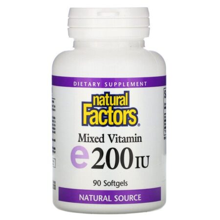 Natural Factors, Mistura de Vitamina E, 200 UI, 90 Cápsulas Softgel