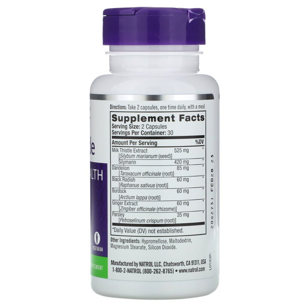 Natrol, Cardo Mariano, 525 mg, 60 Cápsulas - Imagem 2