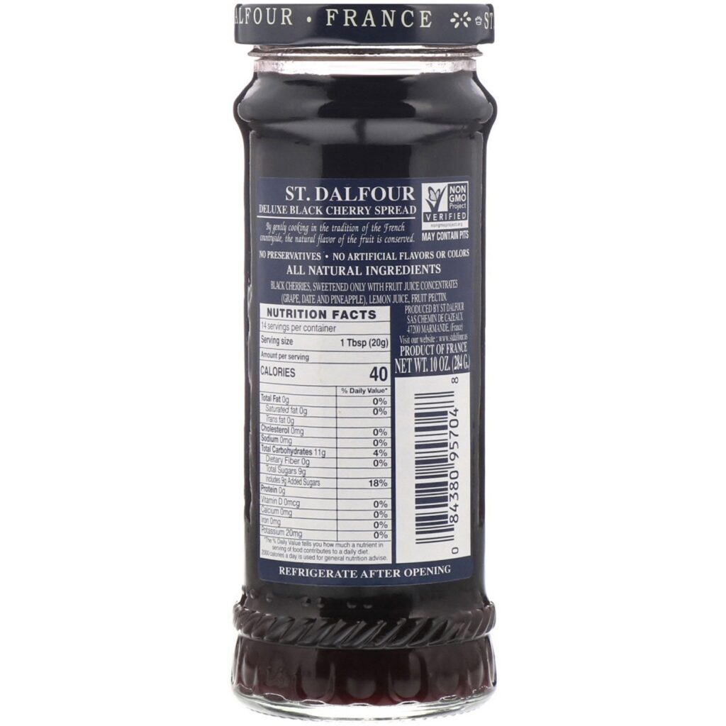 St. Dalfour, Cereja Preta, Pasta de cereja preta deluxe, 10 oz (284 g) - Imagem 2