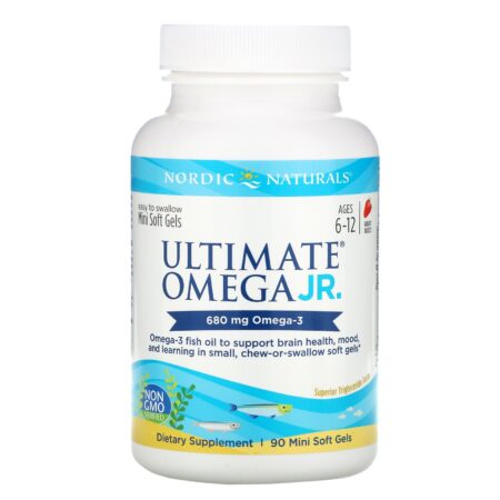 Nordic Naturals, Ultimate Omega Junior, Idades 6 a 12, Morango, 680 mg, 90 Minicápsulas Softgel - Image 3