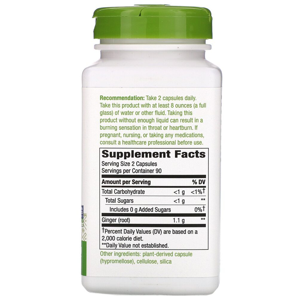 Nature's Way, Ginger Root, 1,100 mg, 180 Vegan Capsules - Imagem 2