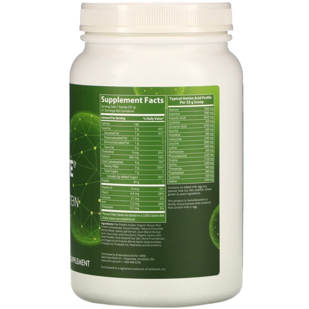 MRM, Veggie Elite, Performance Protein, Chocolate Mocha, 2.45 lb (1,110 g) - Imagem 2