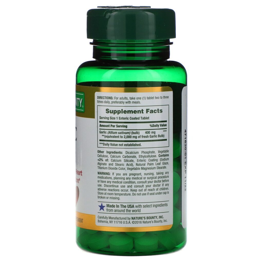 Nature's Bounty, Garlic, 2.000 mg, 120 Comprimidos Revestidos - Imagem 2