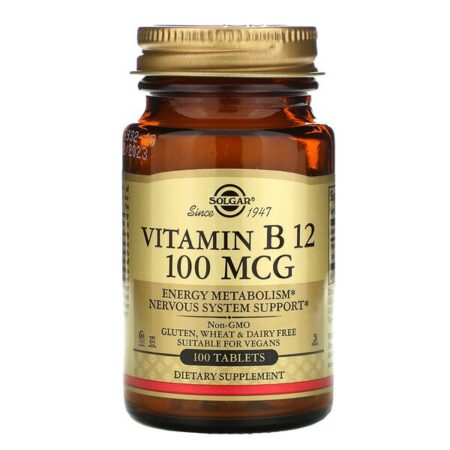 Solgar, Vitamina B12, 100 mcg, 100 comprimidos