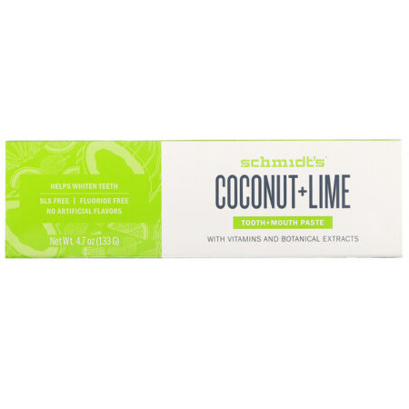 Schmidt's, Tooth + Mouth Paste, Coconut + Lime, 4.7 oz (133 g)