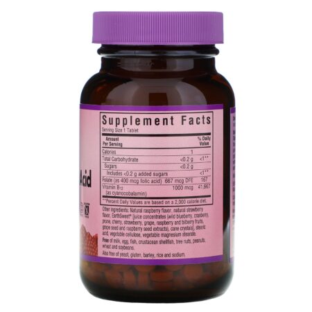 Bluebonnet Nutrition, EarthSweet Mastigáveis, Vitamina B12 e Ácido Fólico, Sabor Natural de Framboesa, 180 Cápsulas Mastigáveis - Image 2