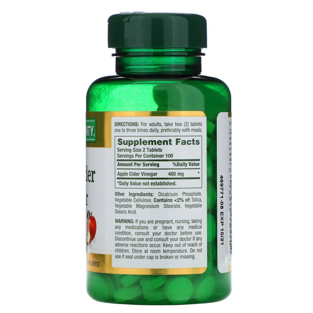 Nature's Bounty, Vinagre de Sidra, 480 mg, 200 Comprimidos - Imagem 2