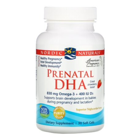 Nordic Naturals, DHA Pré-Natal, Morango, 500 mg, 90 Cápsulas Softgel - Image 3