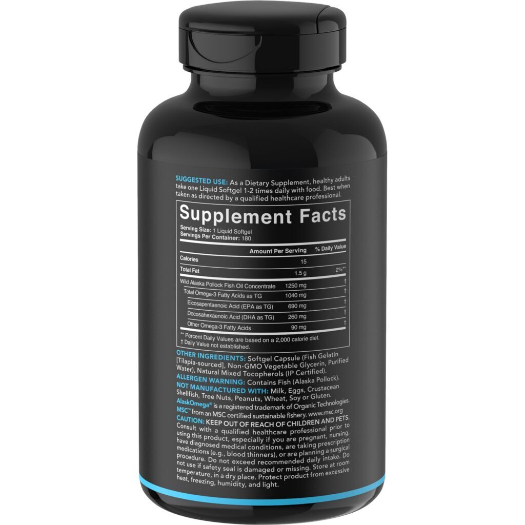 Sports Research, Óleo de Peixe Ômega-3, Força Tripla, 1250 mg, 180 Cápsulas Gelatinosas - Imagem 2