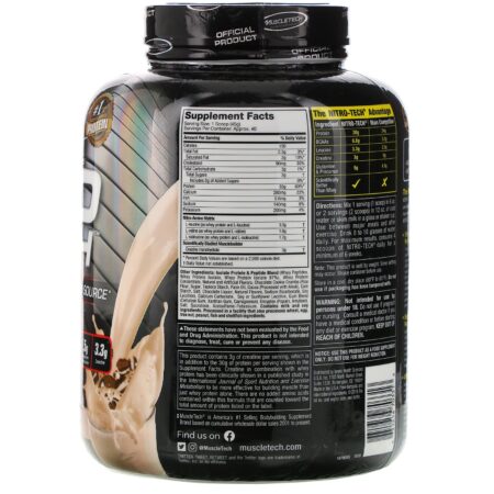 Muscletech, Nitro Tech, Whey Isolate + Lean Musclebuilder, Biscoitos e Creme, 1,80 kg (3,97 lb) - Image 2