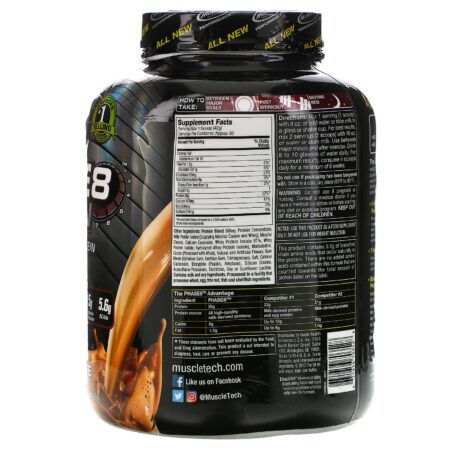 Muscletech, Performance Series, Phase8, Proteína Multifásica de 8 horas, Chocolate ao Leite, 4 libras (2,09 kg) - Image 2