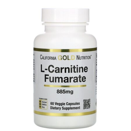 California Gold Nutrition, L-Carnitine Fumarate, Origem Europeia, Alfasigma, 885 mg, 60 Cápsulas Vegetais