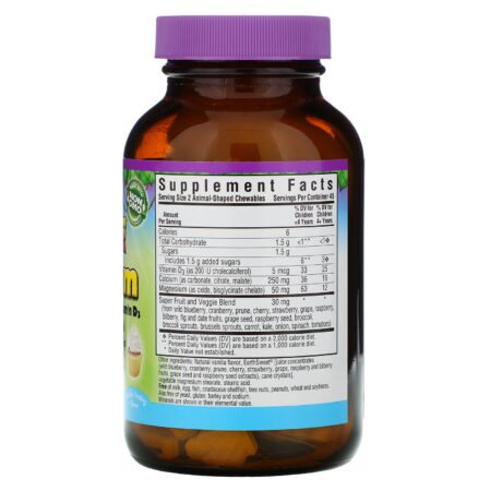 Bluebonnet Nutrition, Rainforest Animalz, Calcium Magnesium & Vitamin D3, Natural Vanilla Frosting Flavor, 90 Animal-Shaped Chewables - Image 2