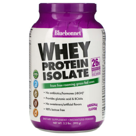 Bluebonnet Nutrition, Isolado Proteico de Soro Natural 100%, Sabor Original Natural, 992 g (2,2 lb)