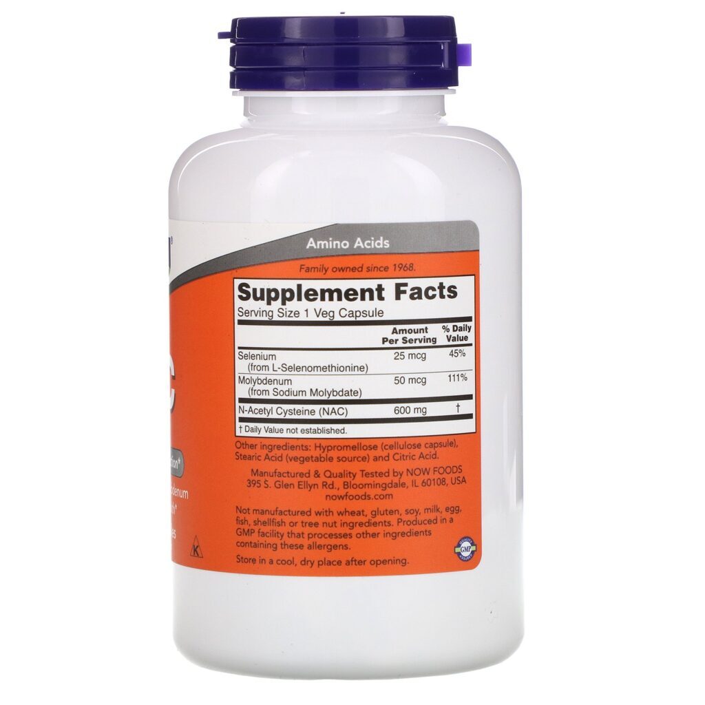 Now Foods, NAC, 600 mg, 250 Cápsulas Vegetais - Imagem 2