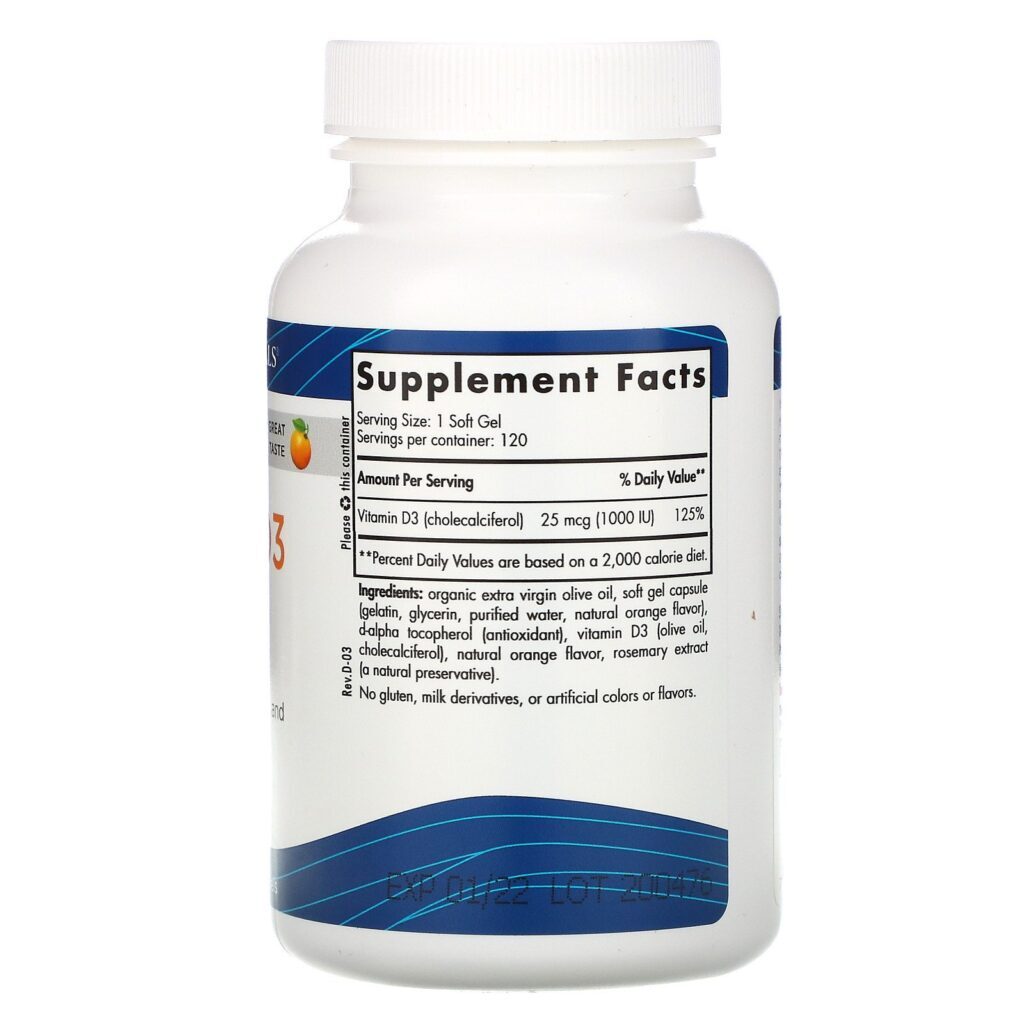 Nordic Naturals, Vitamina D3, Laranja, 1000 UI, 120 Unidades - Imagem 2