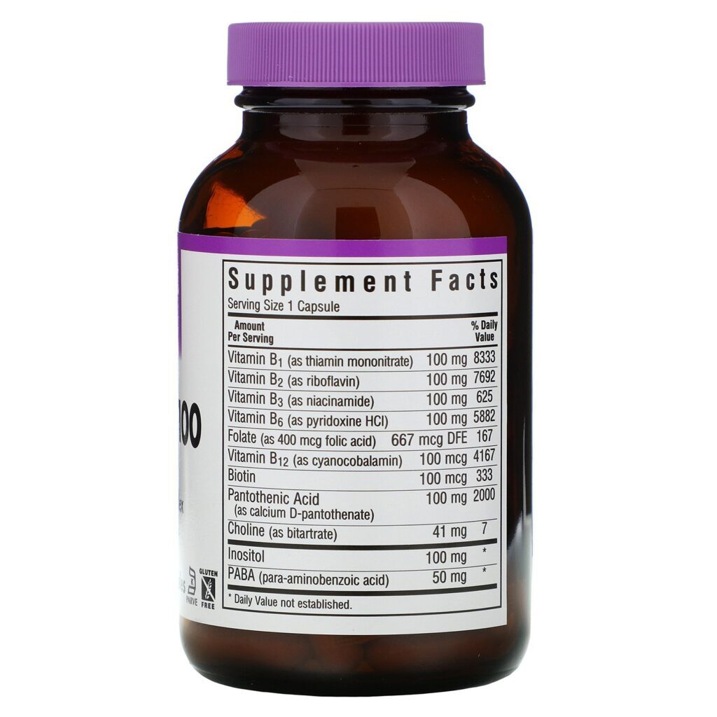 Bluebonnet Nutrition, B-Complex 100, 100 Vegetable Capsules - Imagem 2