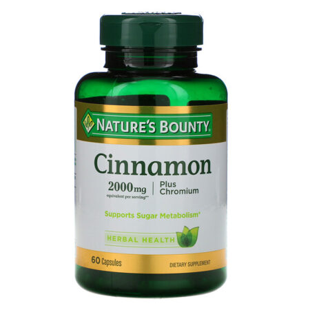 Nature's Bounty, Canela e Cromo, 2.000 mg, 60 Cápsulas